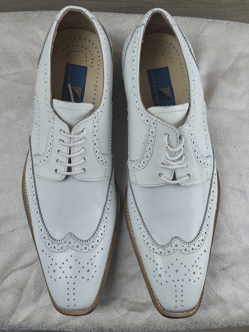 ​Giorgio Brutini White Leather Wingtip Oxford Dress Shoes Men's Size 9.5 - Picture 3 of 7